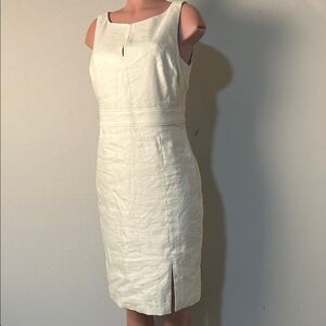Ann Taylor Off  White Cream Sheath Dress Sleeveless Lined Size 10